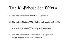 Die 10 Gebote des Wirts; Gerd Zentgtraf - entdeckt im Gasthaus Lorbeer in 06667 Langendorf